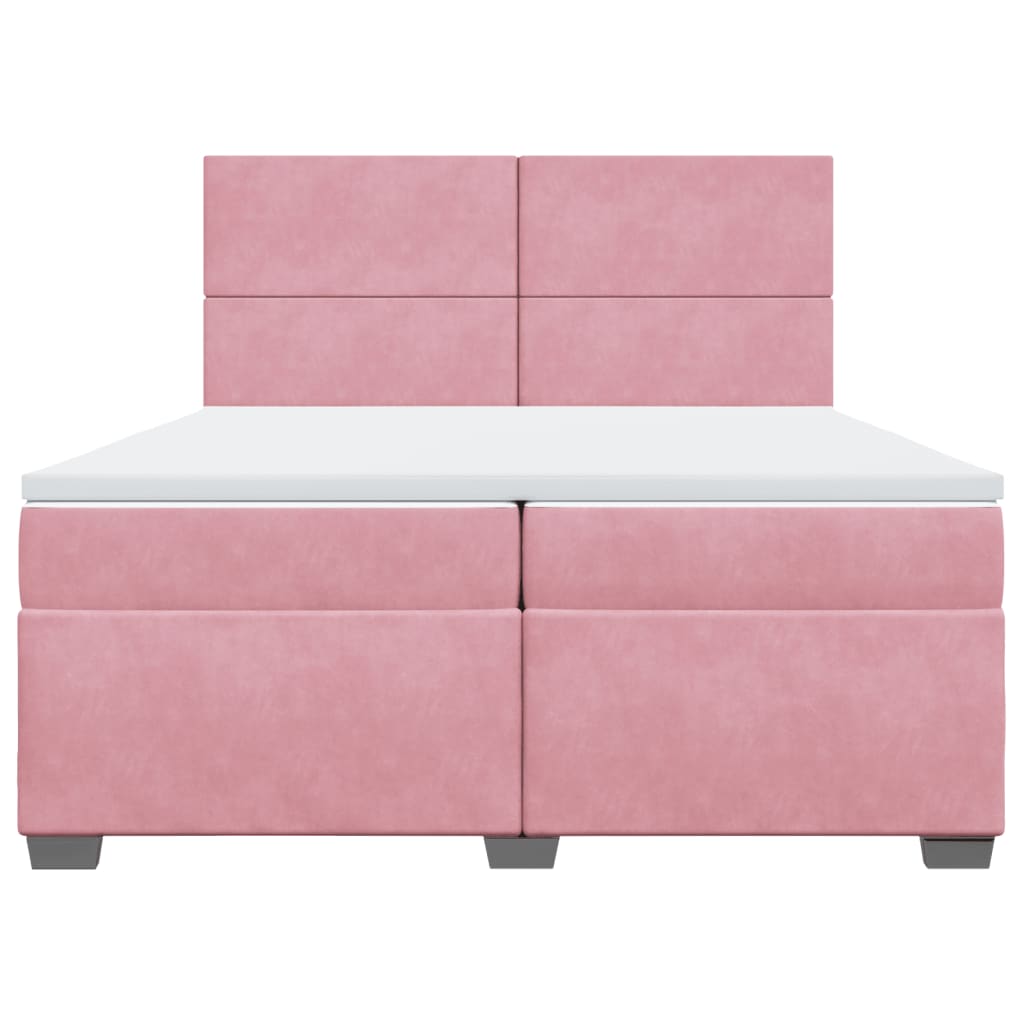 Boxspring met matras fluweel roze 200x200 cm is nu te koop bij PeponiXL, paradijselijk wonen!