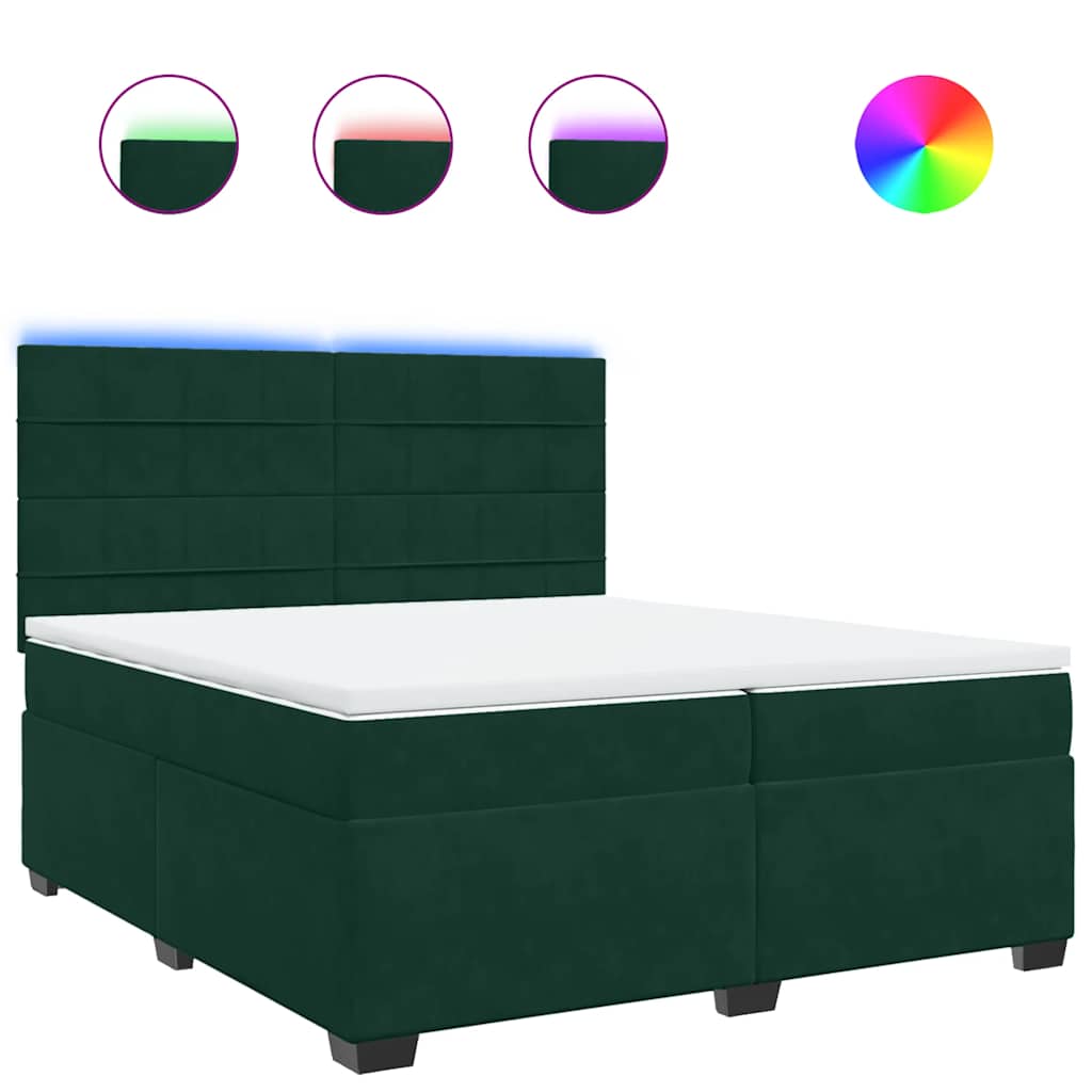 Boxspring met matras fluweel donkergroen 200x200 cm is nu te koop bij PeponiXL, paradijselijk wonen!