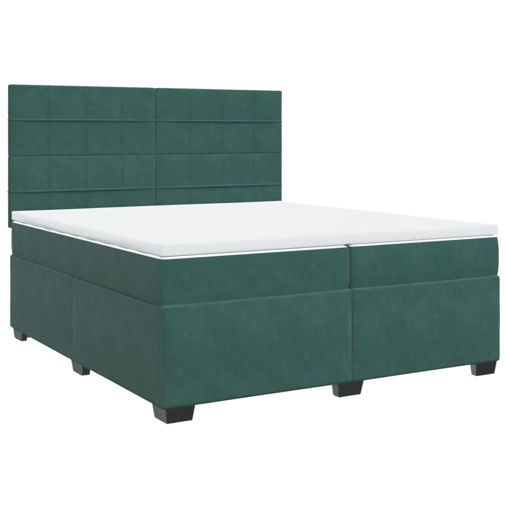 Boxspring met matras fluweel donkergroen 200x200 cm is nu te koop bij PeponiXL, paradijselijk wonen!