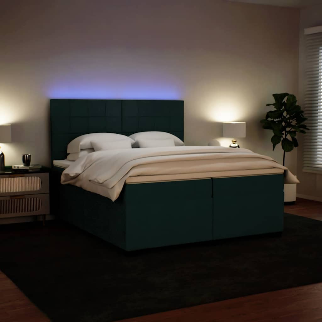 Boxspring met matras fluweel donkergroen 200x200 cm is nu te koop bij PeponiXL, paradijselijk wonen!