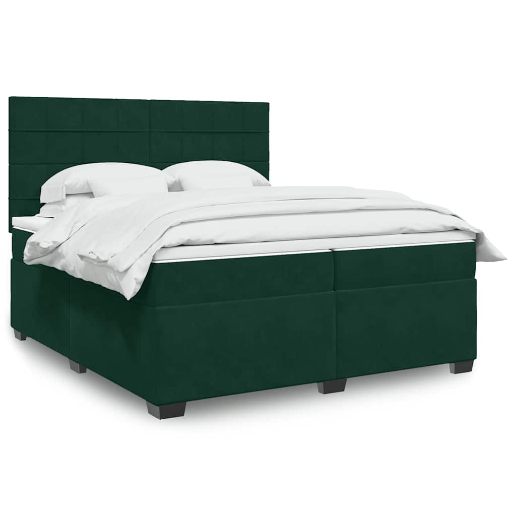 Boxspring met matras fluweel donkergroen 200x200 cm is nu te koop bij PeponiXL, paradijselijk wonen!