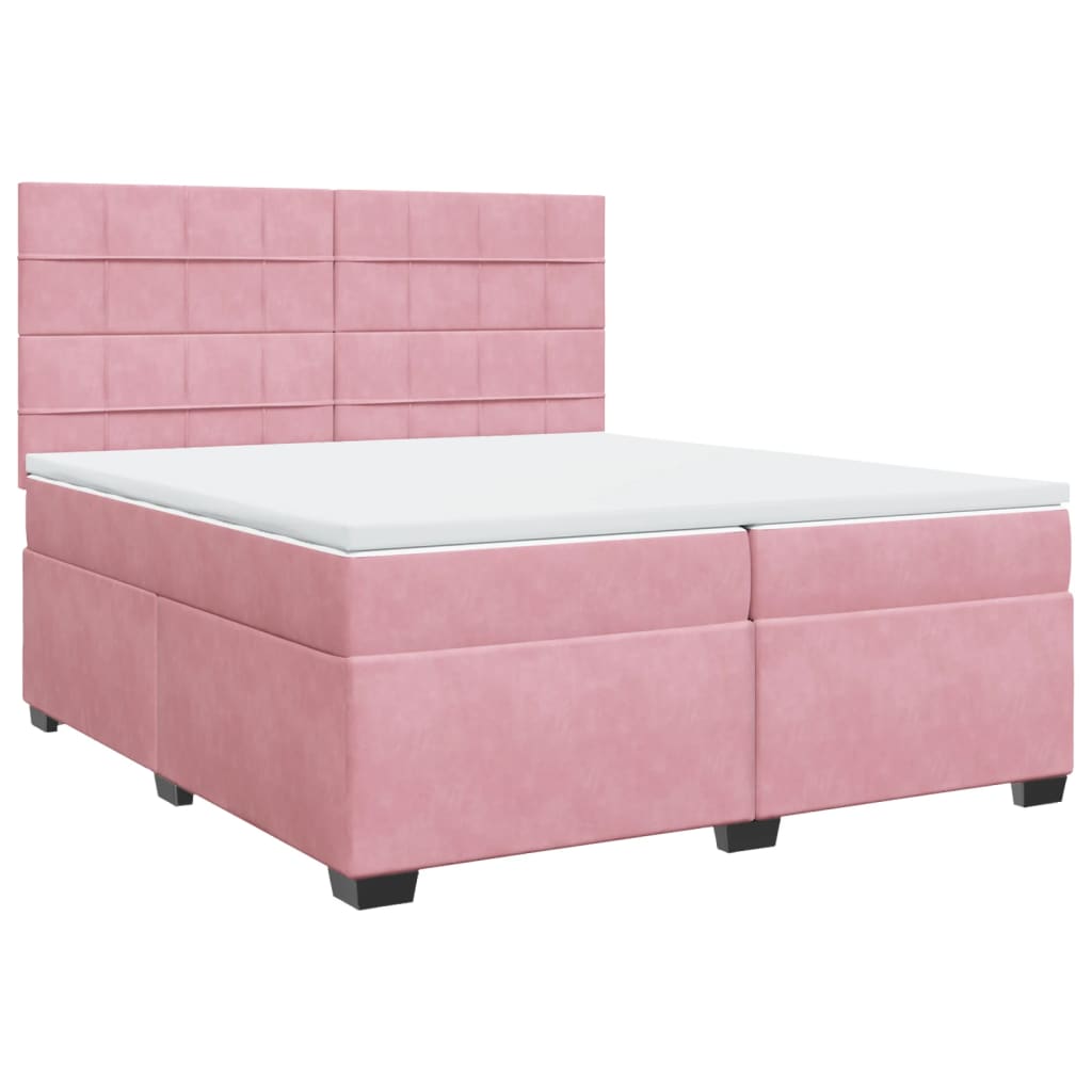 Boxspring met matras fluweel roze 200x200 cm is nu te koop bij PeponiXL, paradijselijk wonen!