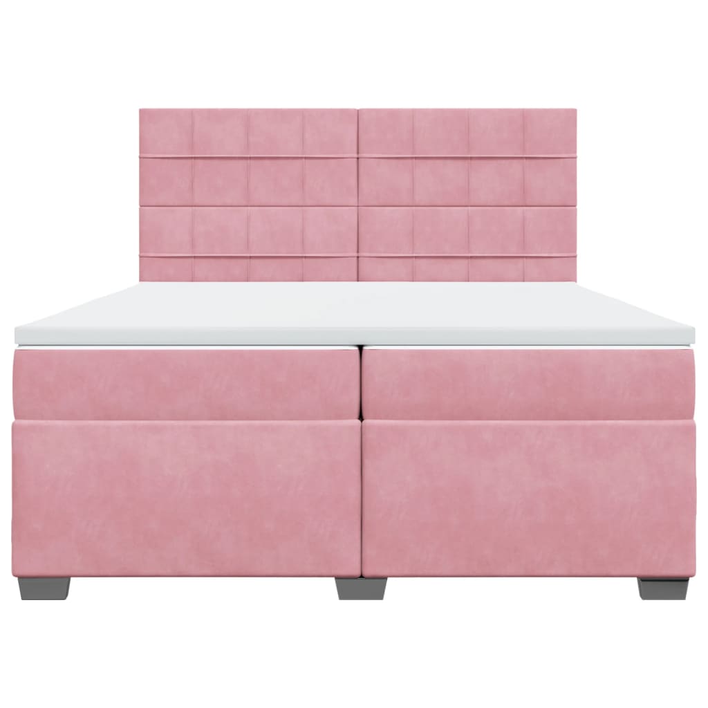 Boxspring met matras fluweel roze 200x200 cm is nu te koop bij PeponiXL, paradijselijk wonen!