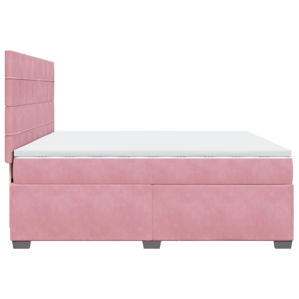 Boxspring met matras fluweel roze 200x200 cm is nu te koop bij PeponiXL, paradijselijk wonen!