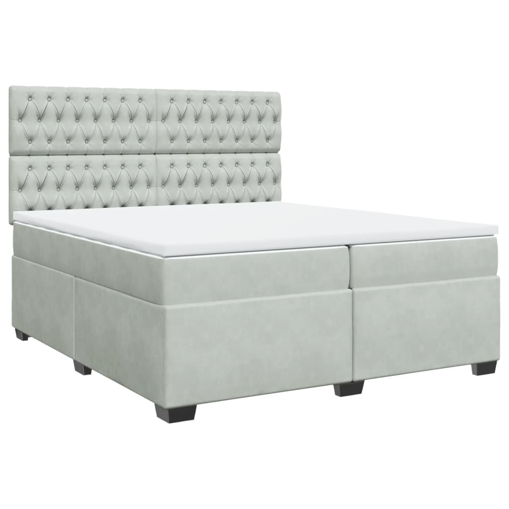 Boxspring met matras fluweel lichtgrijs 200x200 cm is nu te koop bij PeponiXL, paradijselijk wonen!