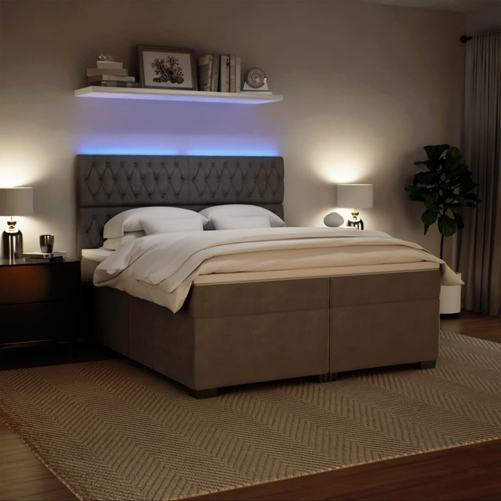 Boxspring met matras fluweel lichtgrijs 200x200 cm is nu te koop bij PeponiXL, paradijselijk wonen!