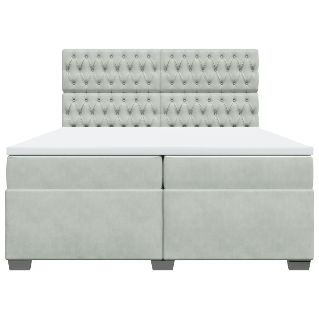 Boxspring met matras fluweel lichtgrijs 200x200 cm is nu te koop bij PeponiXL, paradijselijk wonen!