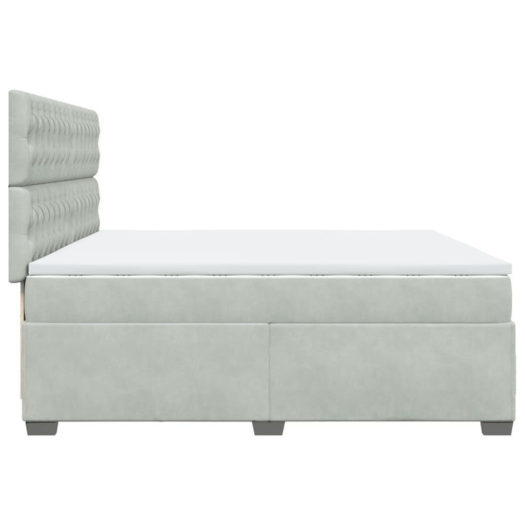 Boxspring met matras fluweel lichtgrijs 200x200 cm is nu te koop bij PeponiXL, paradijselijk wonen!