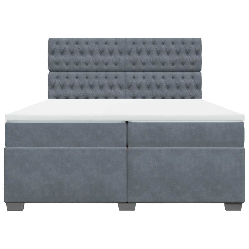 Boxspring met matras fluweel donkergrijs 200x200 cm is nu te koop bij PeponiXL, paradijselijk wonen!