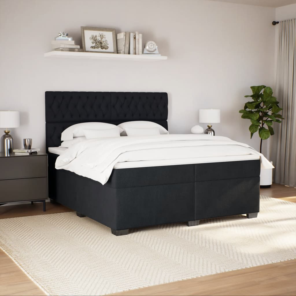 Boxspring met matras fluweel zwart 200x200 cm is nu te koop bij PeponiXL, paradijselijk wonen!