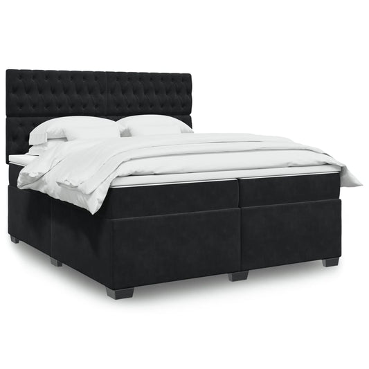 Boxspring met matras fluweel zwart 200x200 cm is nu te koop bij PeponiXL, paradijselijk wonen!