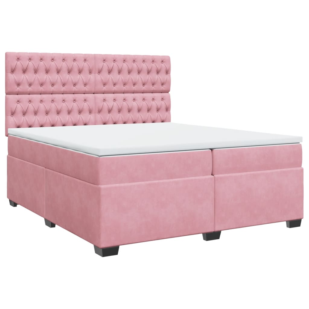 Boxspring met matras fluweel roze 200x200 cm is nu te koop bij PeponiXL, paradijselijk wonen!