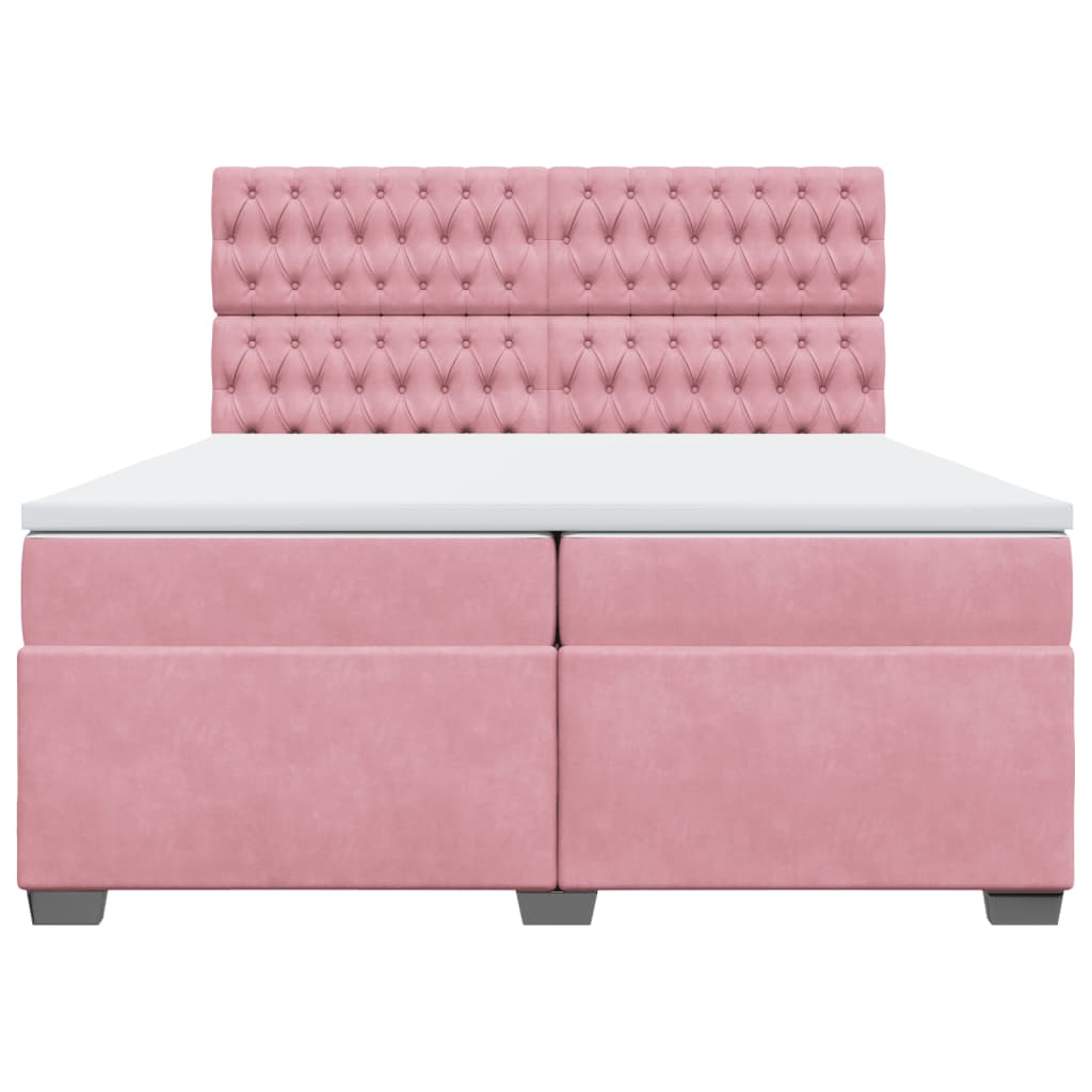 Boxspring met matras fluweel roze 200x200 cm is nu te koop bij PeponiXL, paradijselijk wonen!