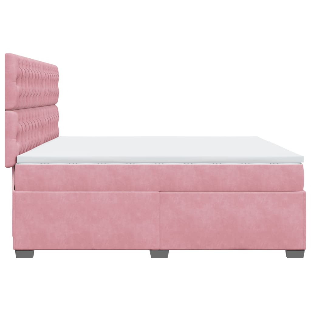 Boxspring met matras fluweel roze 200x200 cm is nu te koop bij PeponiXL, paradijselijk wonen!