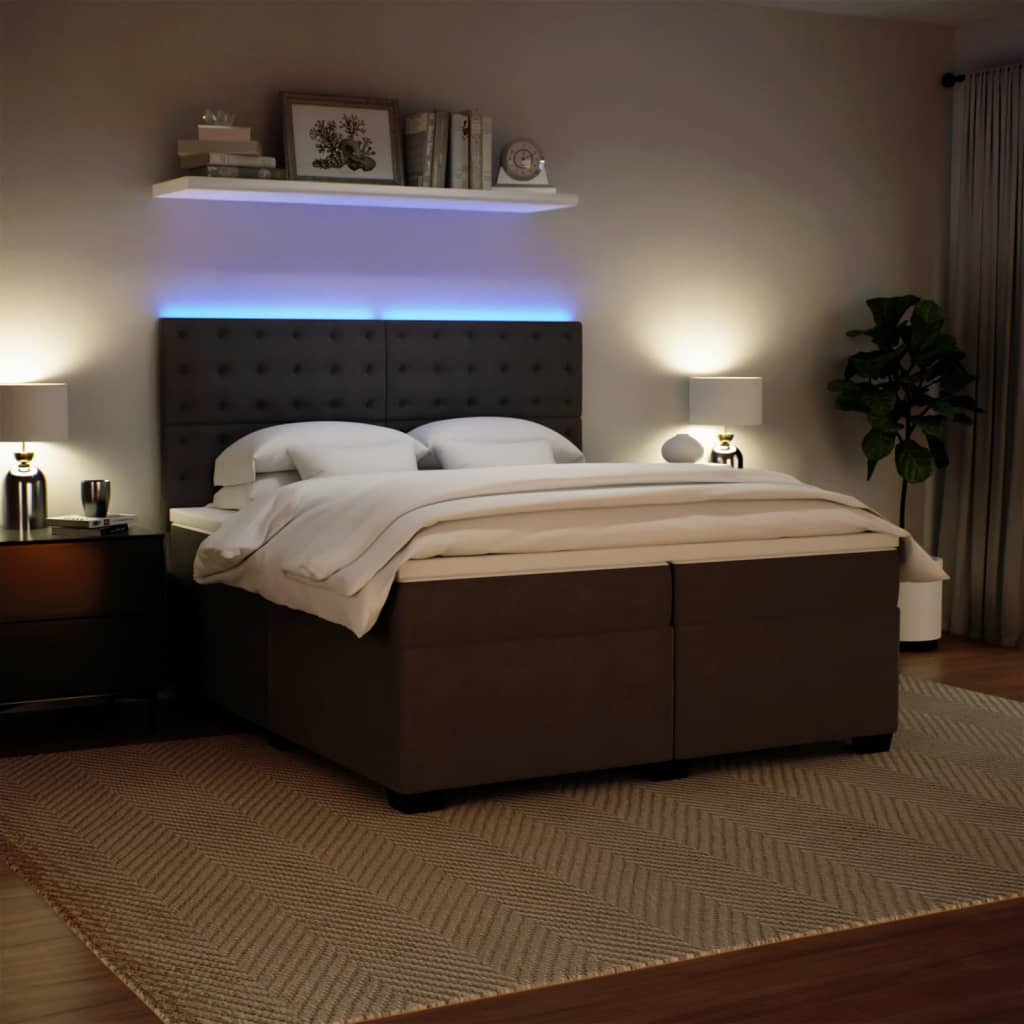Boxspring met matras fluweel lichtgrijs 200x200 cm is nu te koop bij PeponiXL, paradijselijk wonen!
