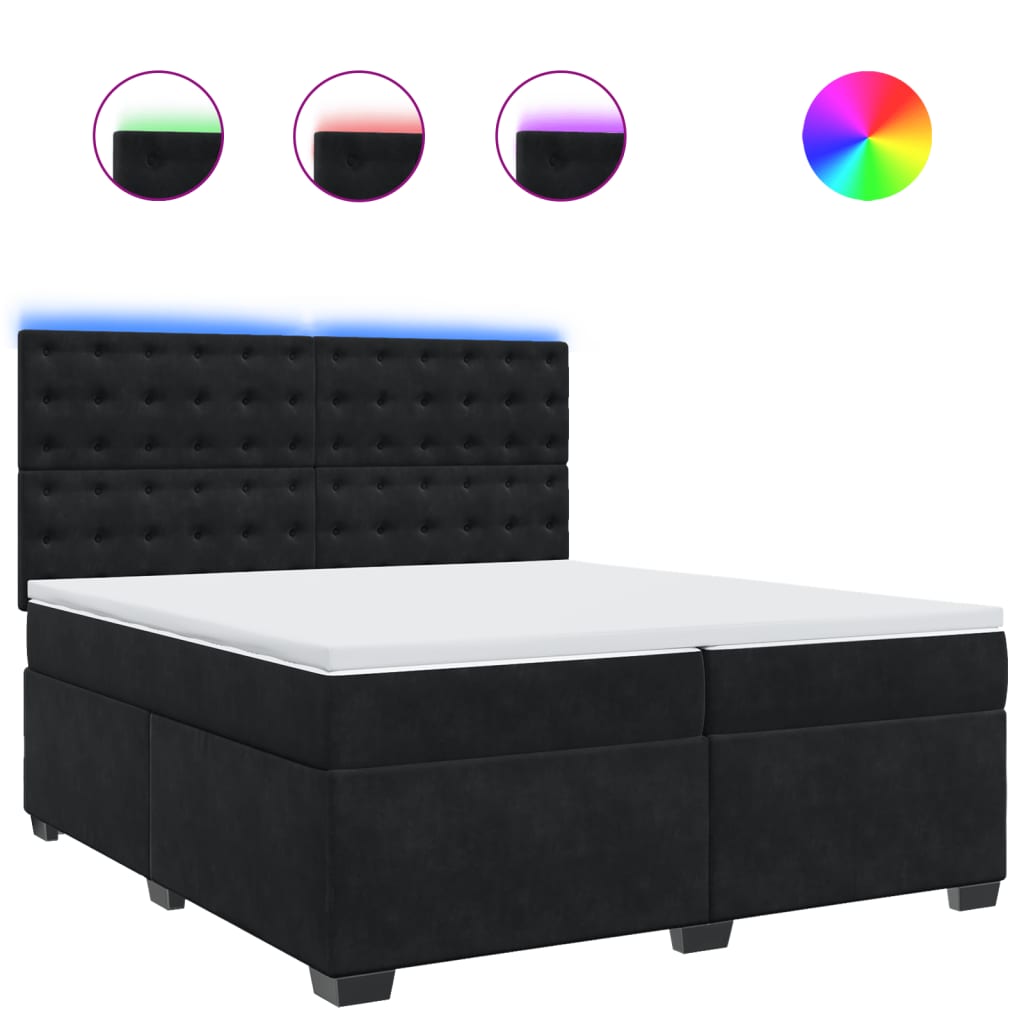 Boxspring met matras fluweel zwart 200x200 cm is nu te koop bij PeponiXL, paradijselijk wonen!