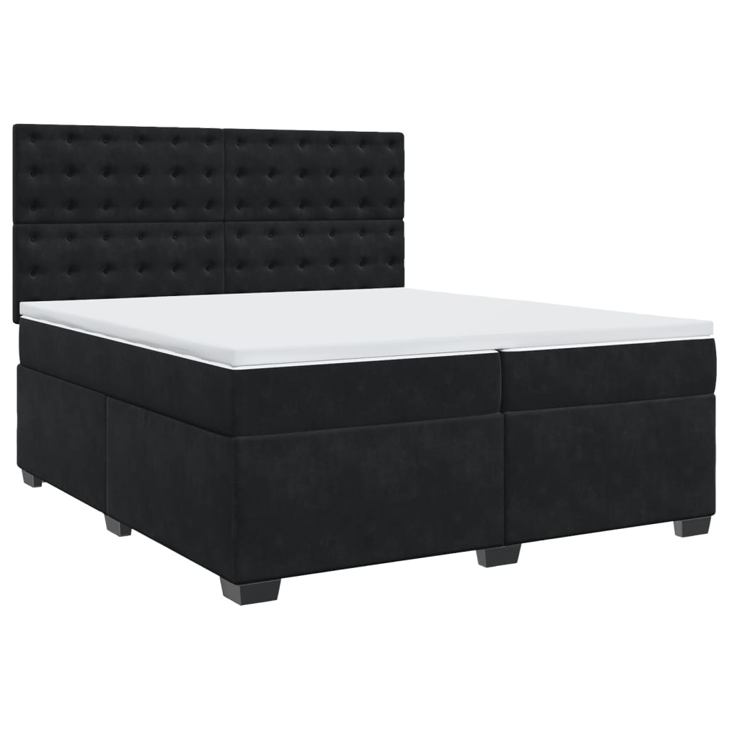 Boxspring met matras fluweel zwart 200x200 cm is nu te koop bij PeponiXL, paradijselijk wonen!