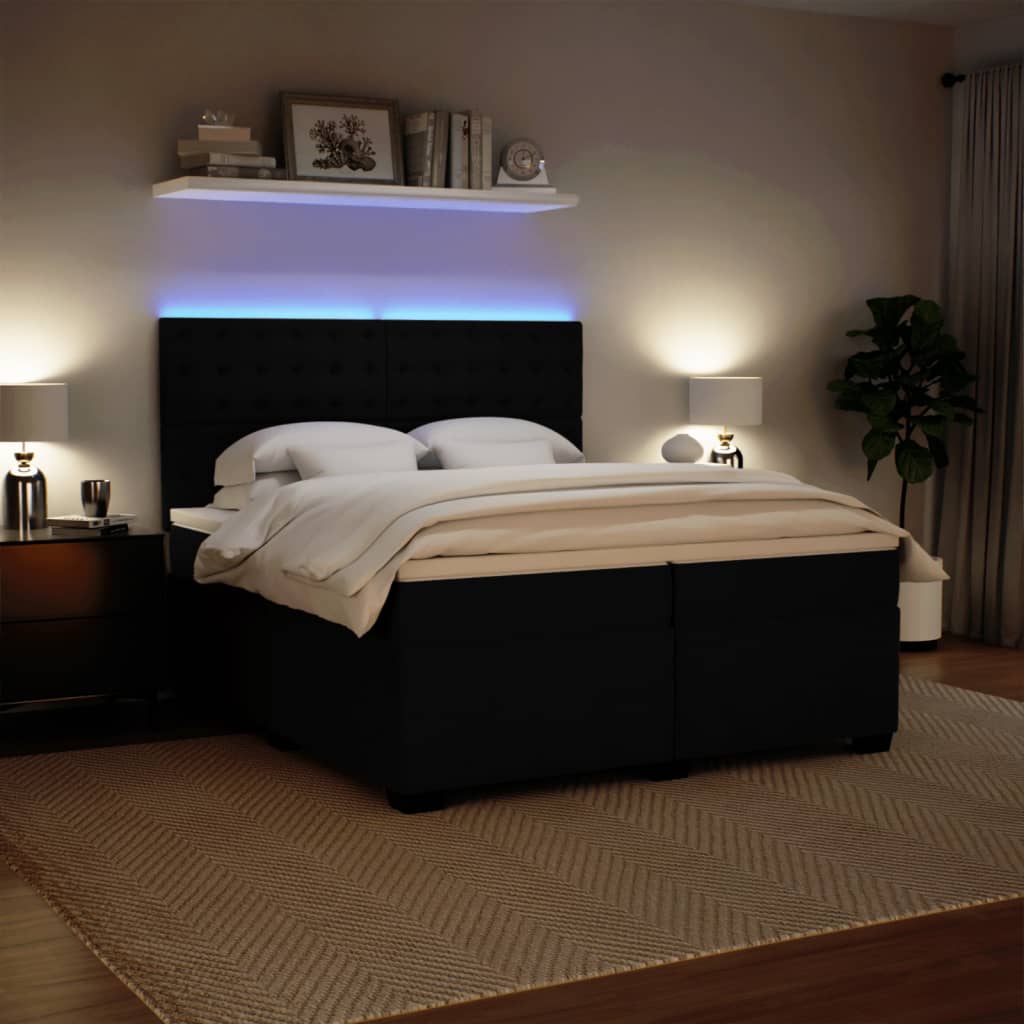 Boxspring met matras fluweel zwart 200x200 cm is nu te koop bij PeponiXL, paradijselijk wonen!