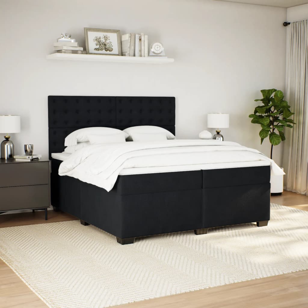 Boxspring met matras fluweel zwart 200x200 cm is nu te koop bij PeponiXL, paradijselijk wonen!