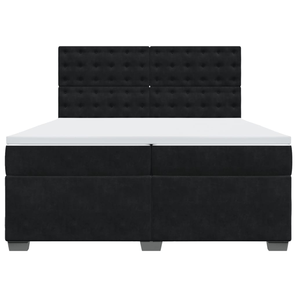Boxspring met matras fluweel zwart 200x200 cm is nu te koop bij PeponiXL, paradijselijk wonen!