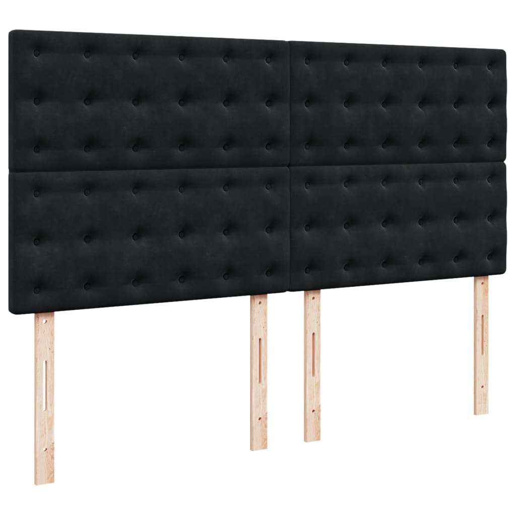 Boxspring met matras fluweel zwart 200x200 cm is nu te koop bij PeponiXL, paradijselijk wonen!