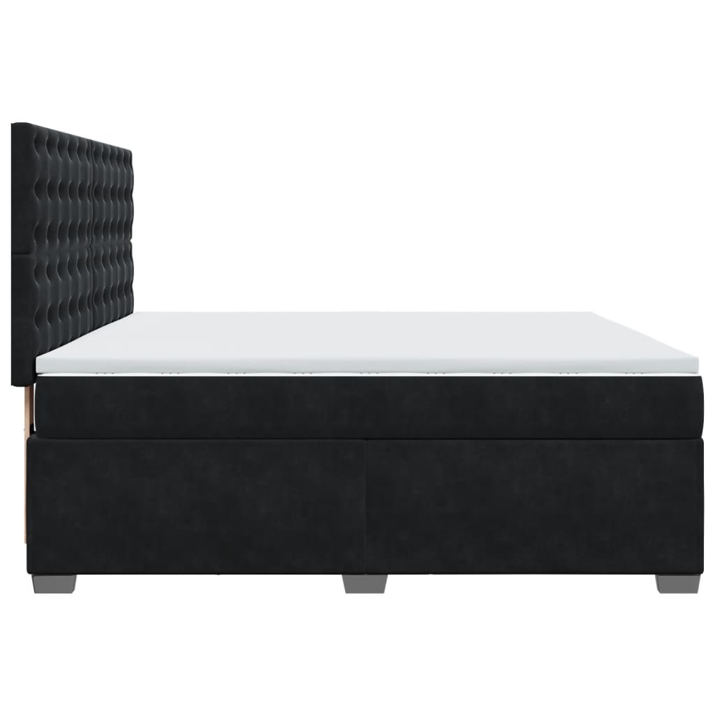 Boxspring met matras fluweel zwart 200x200 cm is nu te koop bij PeponiXL, paradijselijk wonen!