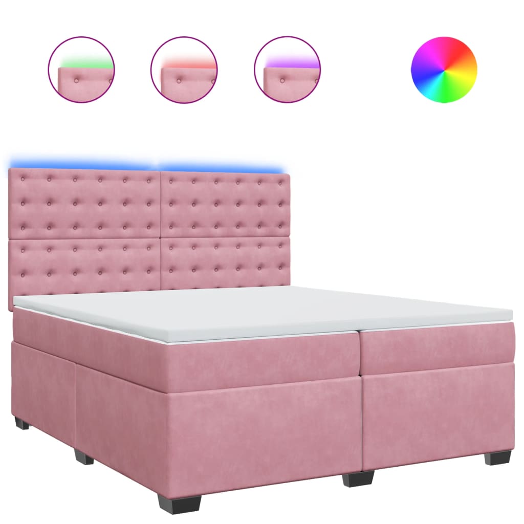 Boxspring met matras fluweel roze 200x200 cm is nu te koop bij PeponiXL, paradijselijk wonen!