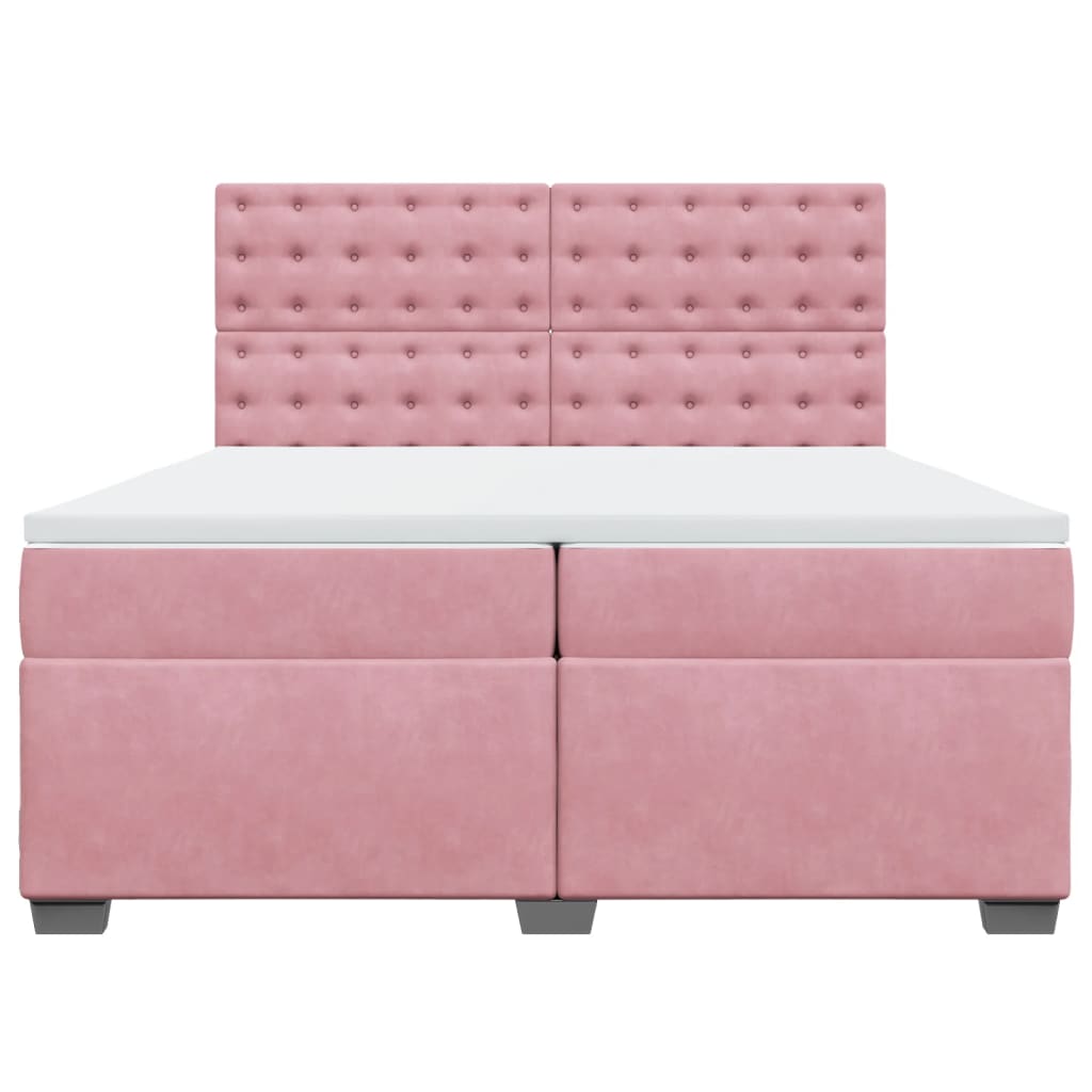 Boxspring met matras fluweel roze 200x200 cm is nu te koop bij PeponiXL, paradijselijk wonen!