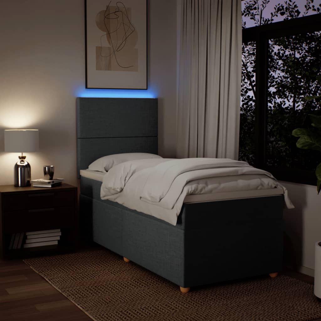 Boxspring met matras stof donkergrijs 80x200 cm is nu te koop bij PeponiXL, paradijselijk wonen!