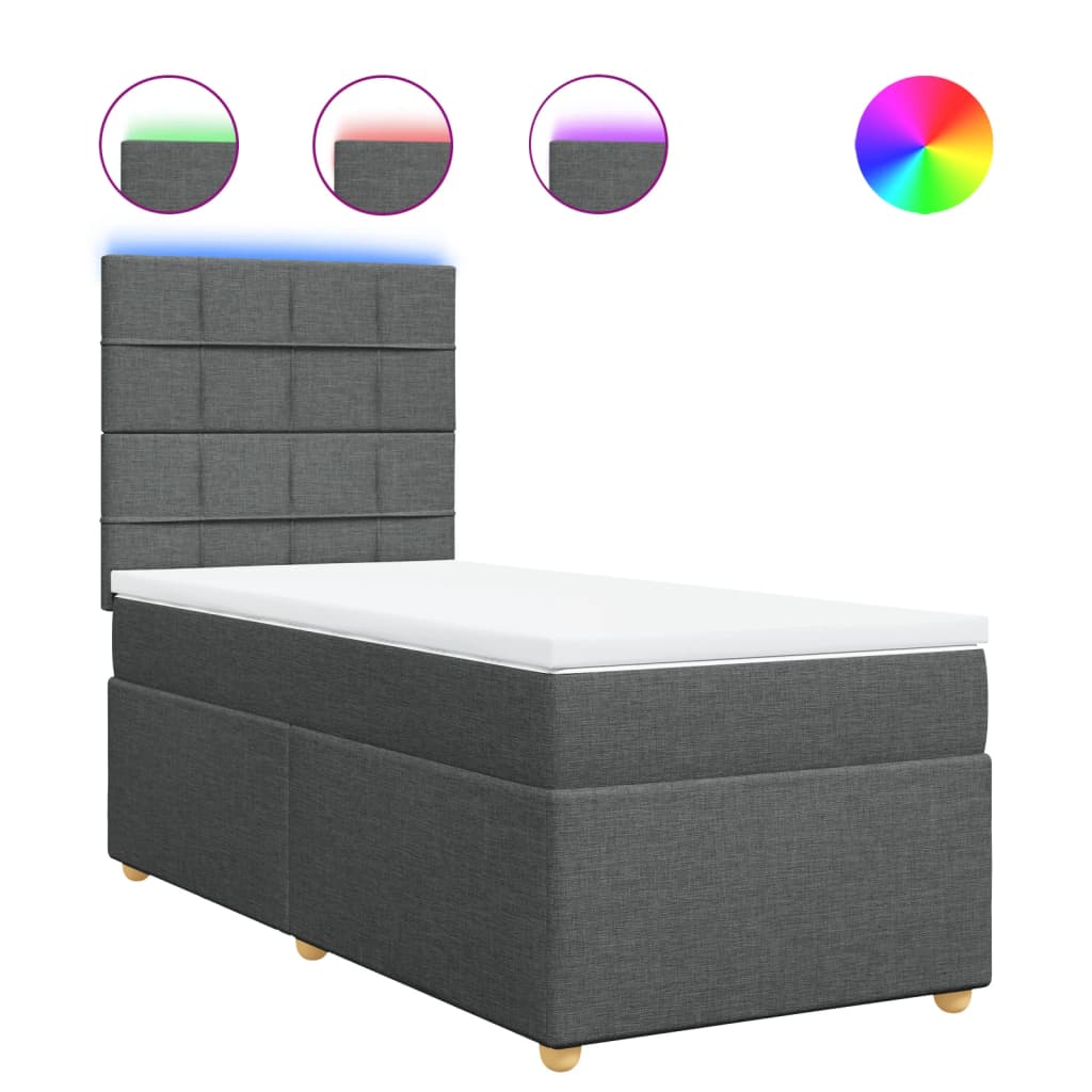 Boxspring met matras stof donkergrijs 80x200 cm is nu te koop bij PeponiXL, paradijselijk wonen!
