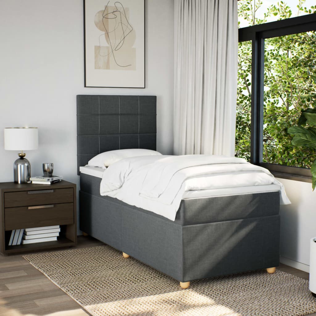 Boxspring met matras stof donkergrijs 80x200 cm is nu te koop bij PeponiXL, paradijselijk wonen!