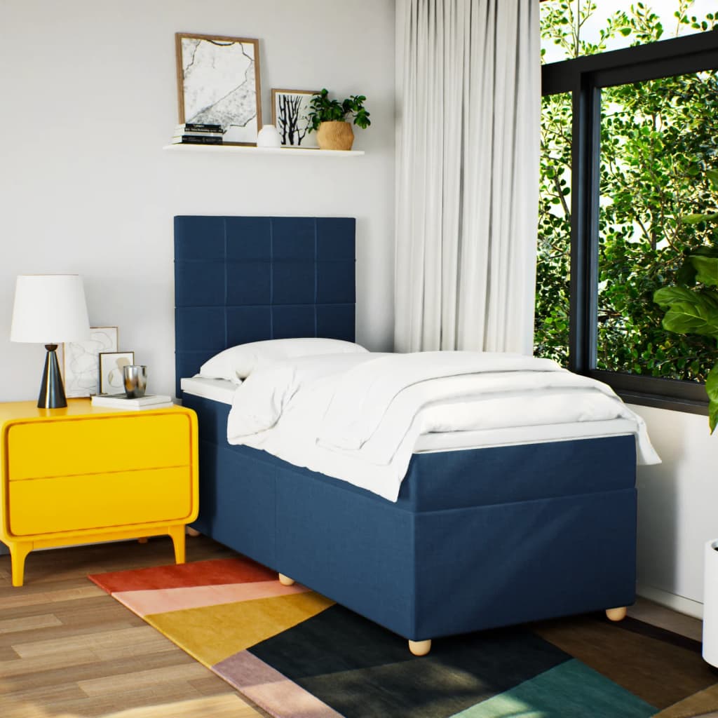 Boxspring met matras stof blauw 80x200 cm is nu te koop bij PeponiXL, paradijselijk wonen!