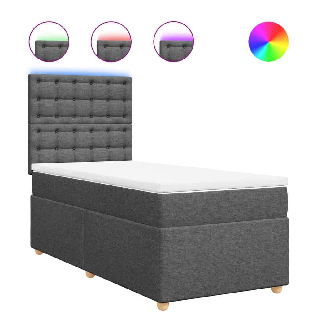 Boxspring met matras stof donkergrijs 80x200 cm is nu te koop bij PeponiXL, paradijselijk wonen!