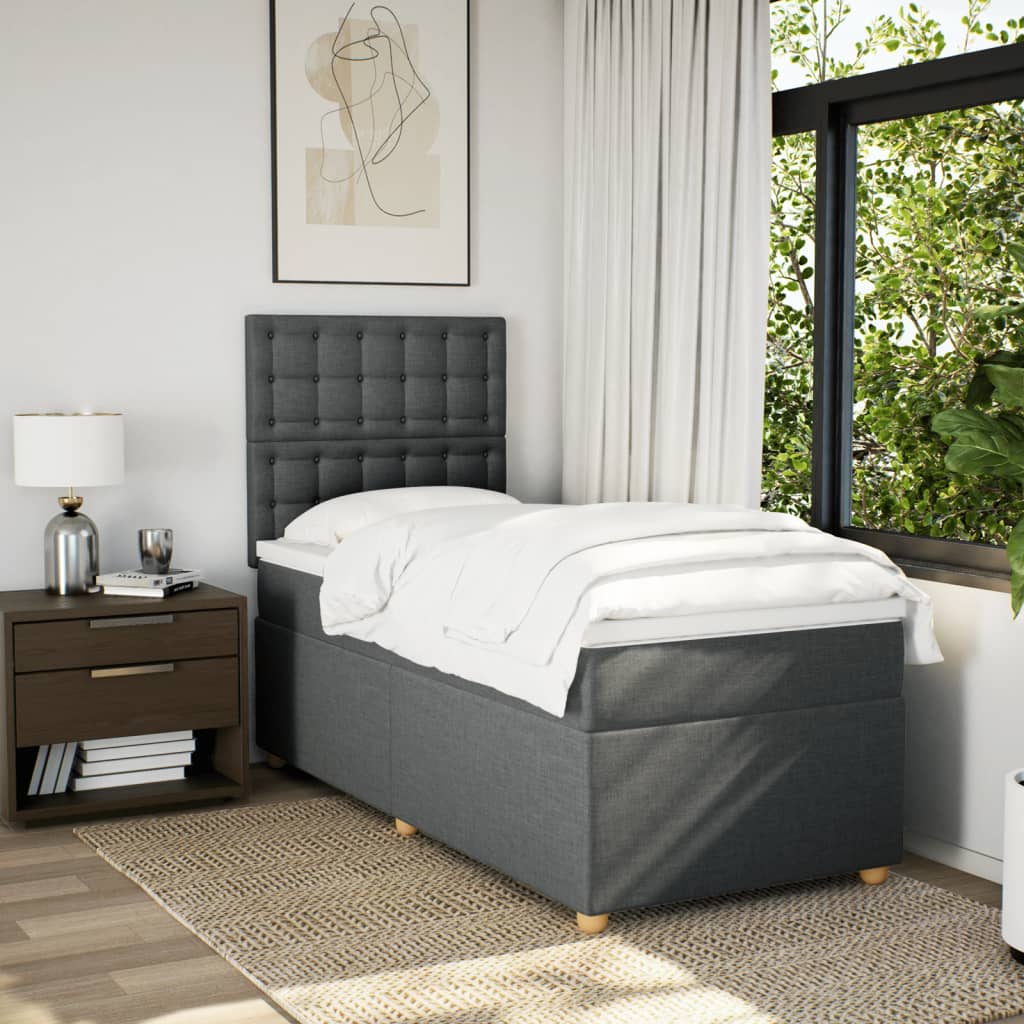 Boxspring met matras stof donkergrijs 80x200 cm is nu te koop bij PeponiXL, paradijselijk wonen!