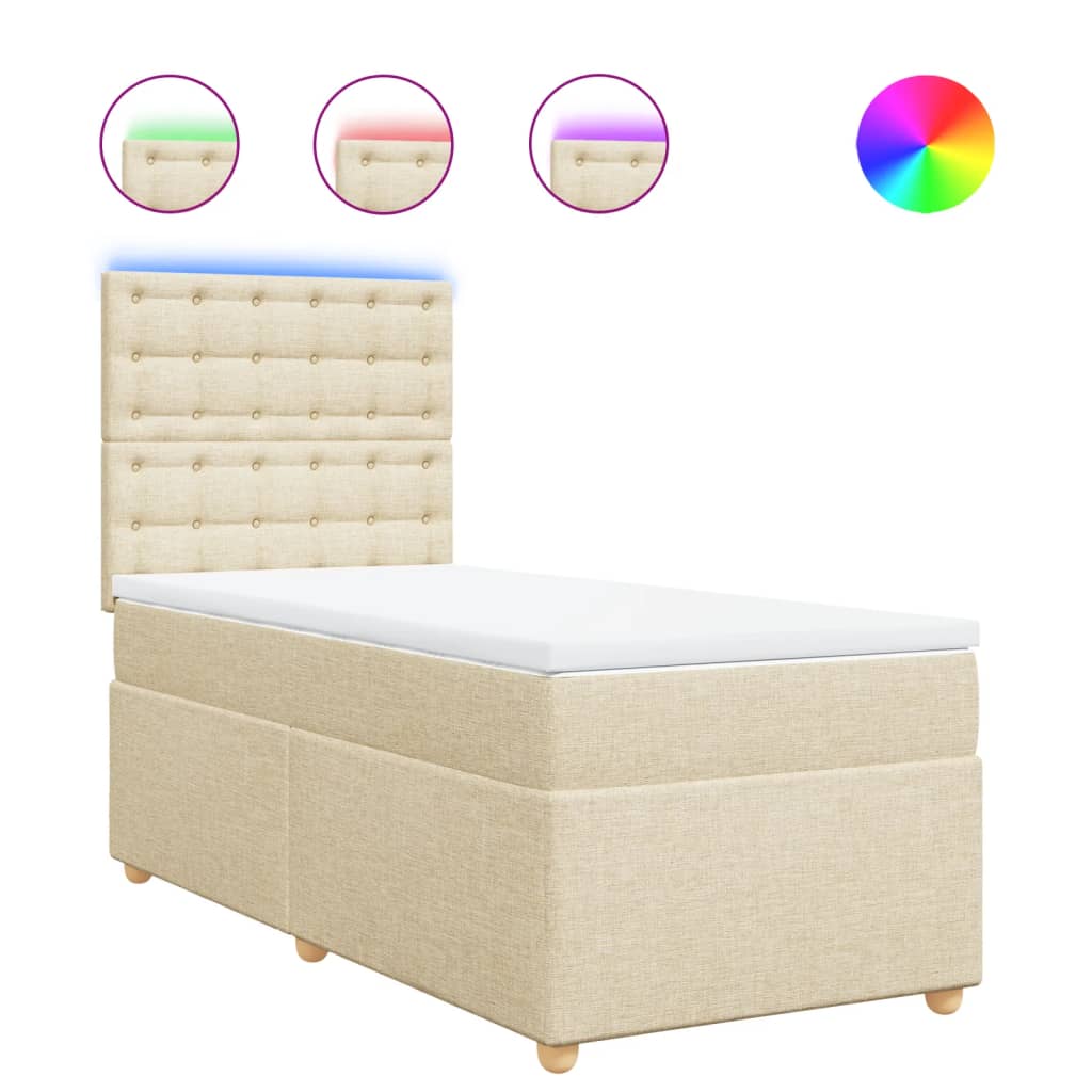 Boxspring met matras stof crèmekleurig 80x200 cm is nu te koop bij PeponiXL, paradijselijk wonen!