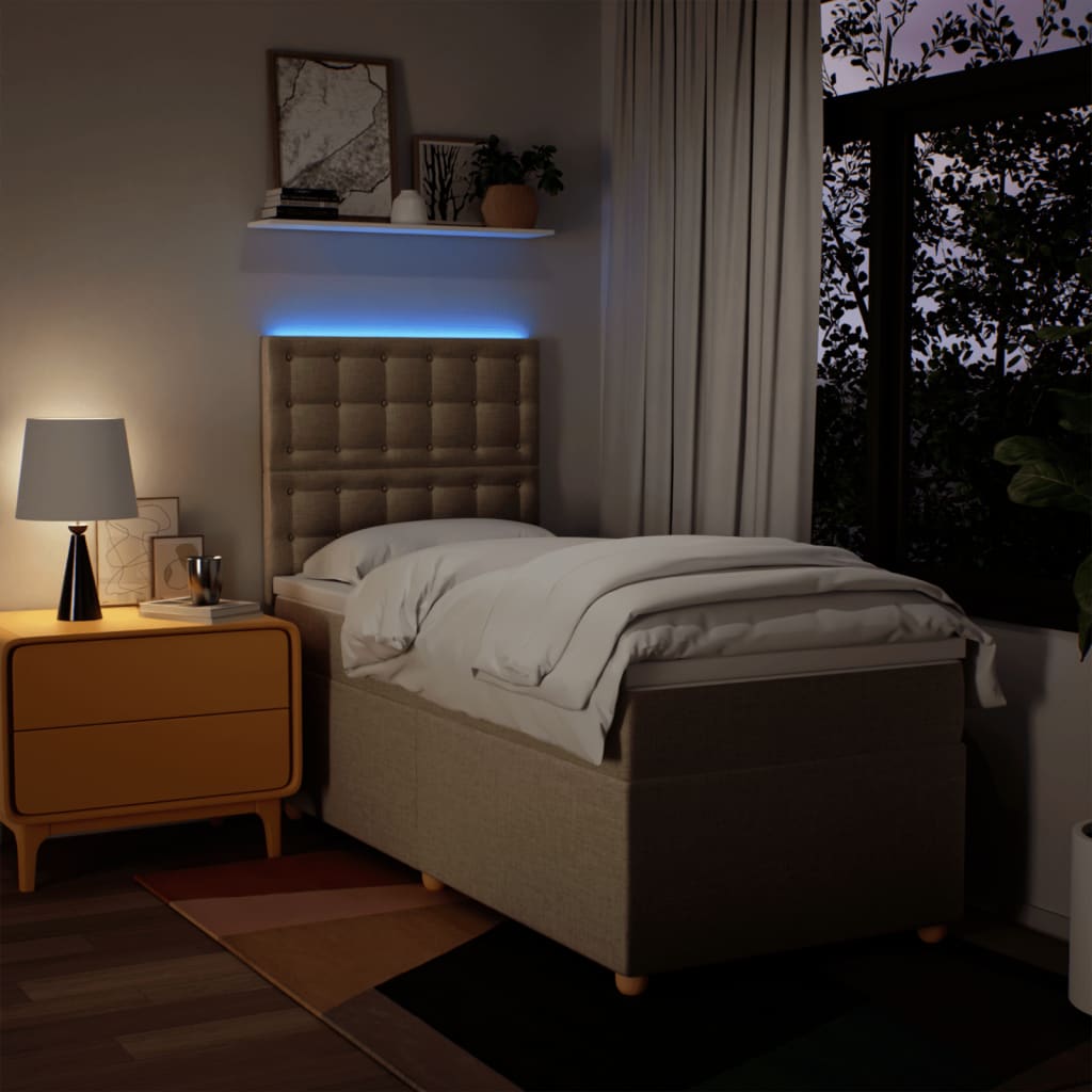 Boxspring met matras stof crèmekleurig 80x200 cm is nu te koop bij PeponiXL, paradijselijk wonen!