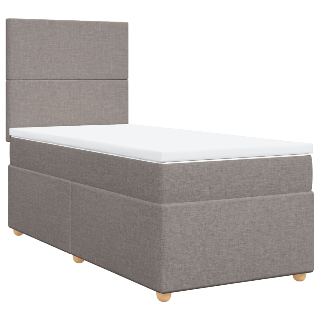 Boxspring met matras stof taupe 90x190 cm is nu te koop bij PeponiXL, paradijselijk wonen!