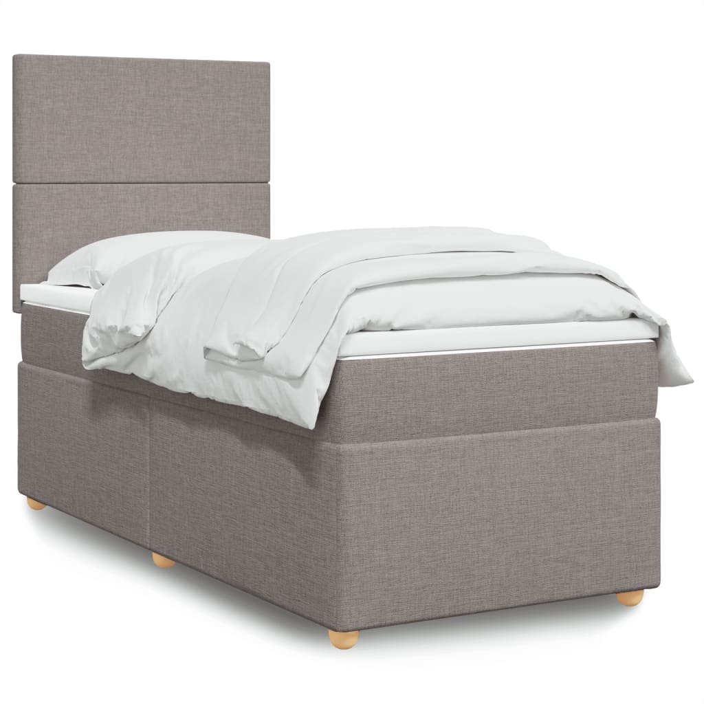 Boxspring met matras stof taupe 90x190 cm is nu te koop bij PeponiXL, paradijselijk wonen!