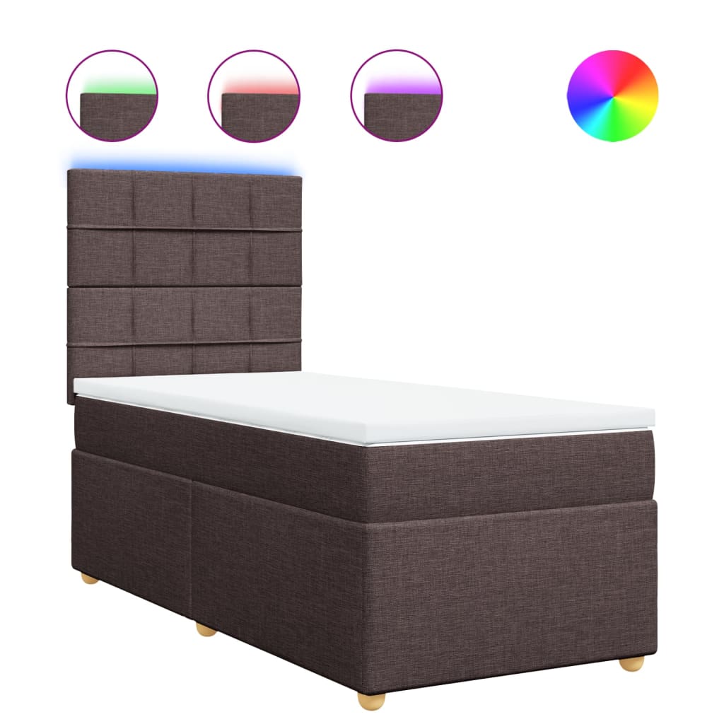 Boxspring met matras stof donkerbruin 90x190 cm is nu te koop bij PeponiXL, paradijselijk wonen!