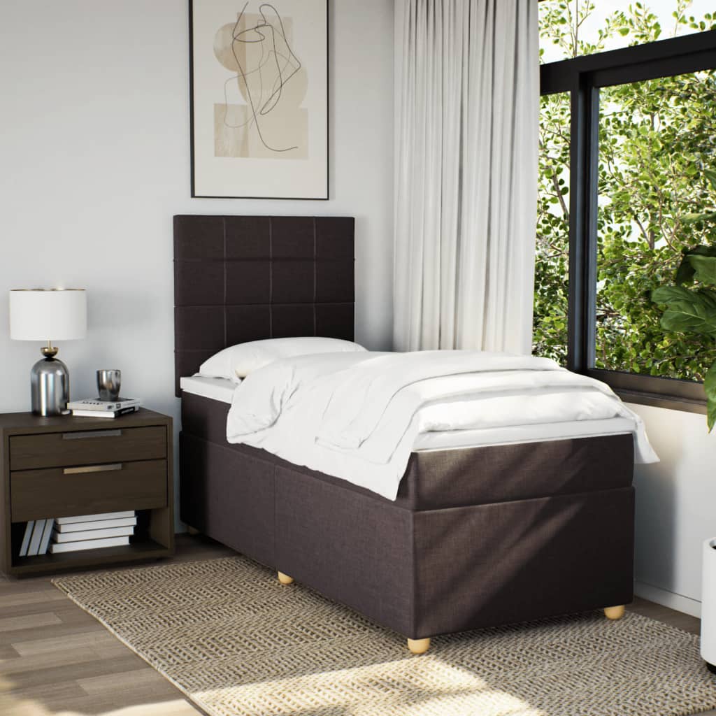 Boxspring met matras stof donkerbruin 90x190 cm is nu te koop bij PeponiXL, paradijselijk wonen!