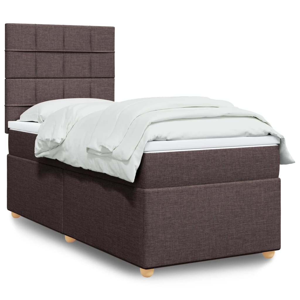 Boxspring met matras stof donkerbruin 90x190 cm is nu te koop bij PeponiXL, paradijselijk wonen!