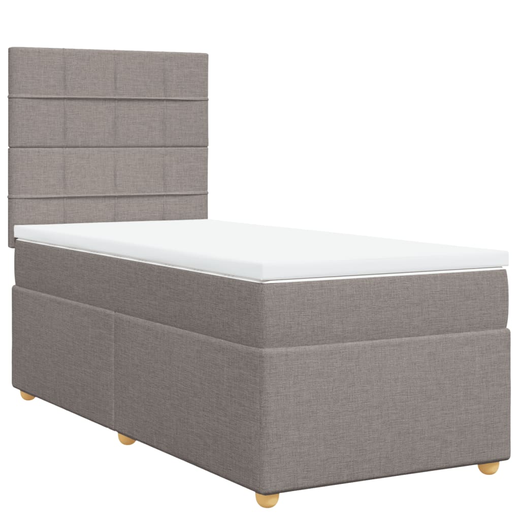 Boxspring met matras stof taupe 90x190 cm is nu te koop bij PeponiXL, paradijselijk wonen!