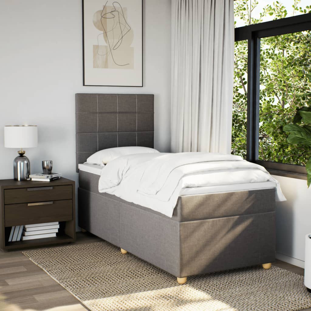 Boxspring met matras stof taupe 90x190 cm is nu te koop bij PeponiXL, paradijselijk wonen!