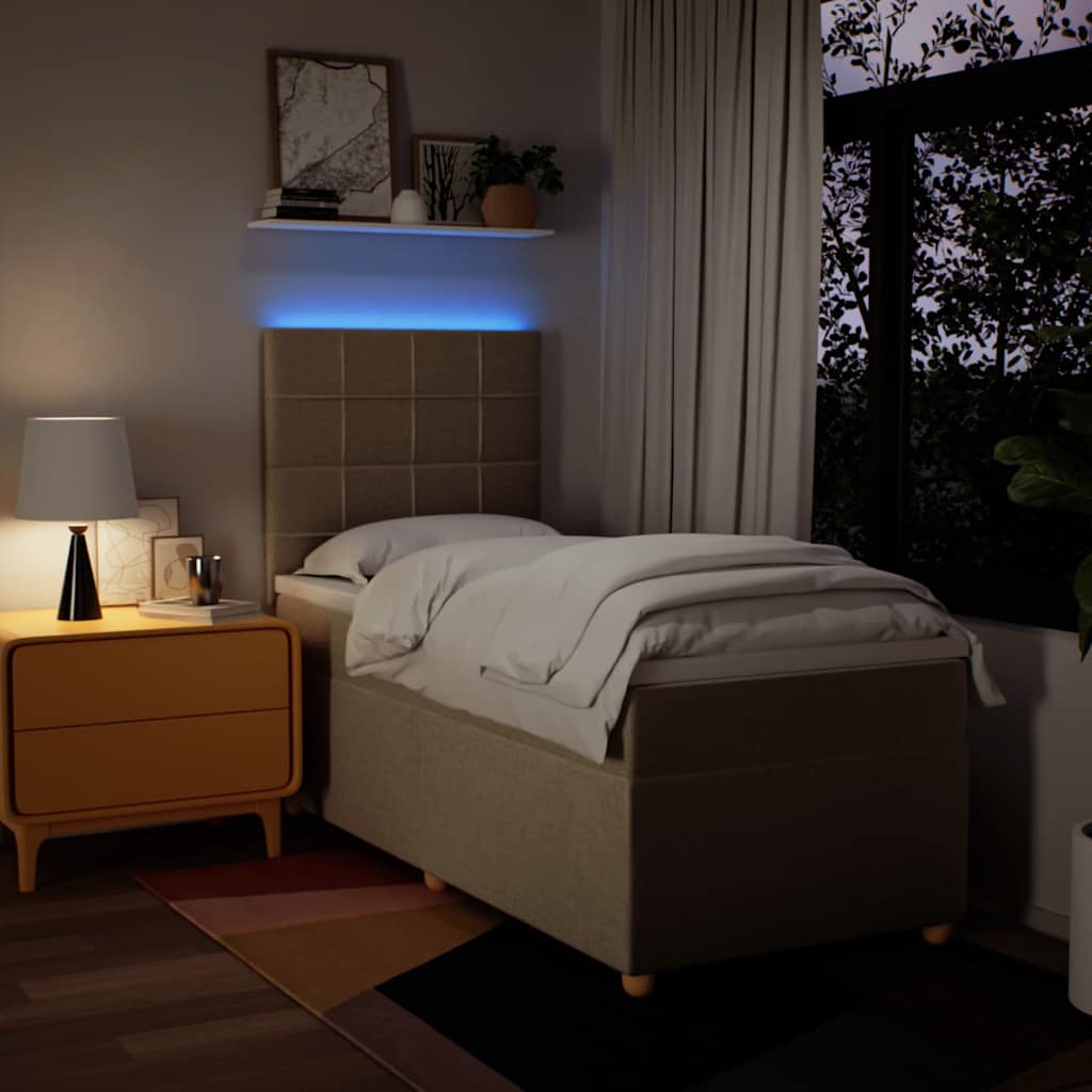 Boxspring met matras stof crèmekleurig 90x190 cm is nu te koop bij PeponiXL, paradijselijk wonen!