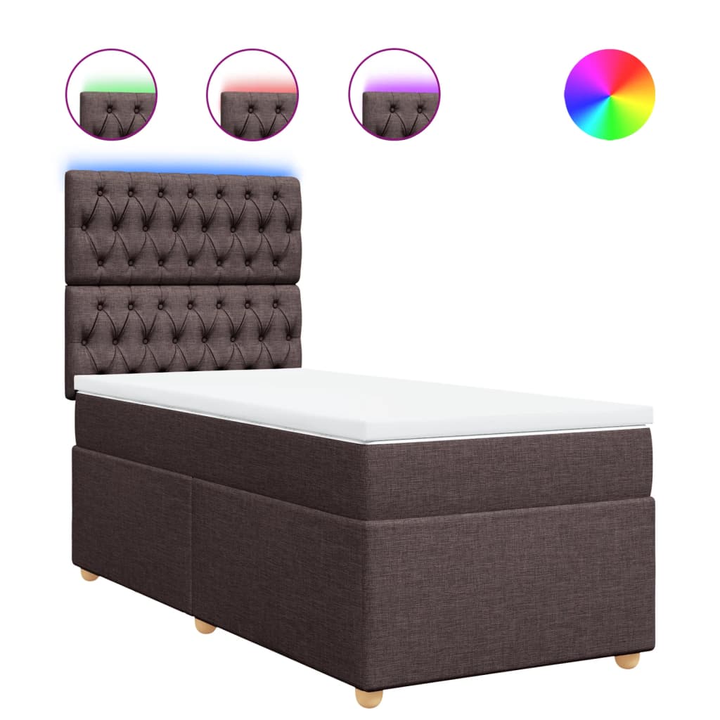 Boxspring met matras stof donkerbruin 90x190 cm is nu te koop bij PeponiXL, paradijselijk wonen!