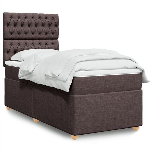 Boxspring met matras stof donkerbruin 90x190 cm is nu te koop bij PeponiXL, paradijselijk wonen!