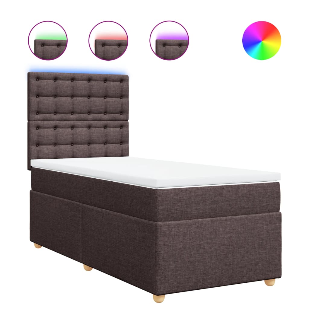 Boxspring met matras stof donkerbruin 90x190 cm is nu te koop bij PeponiXL, paradijselijk wonen!