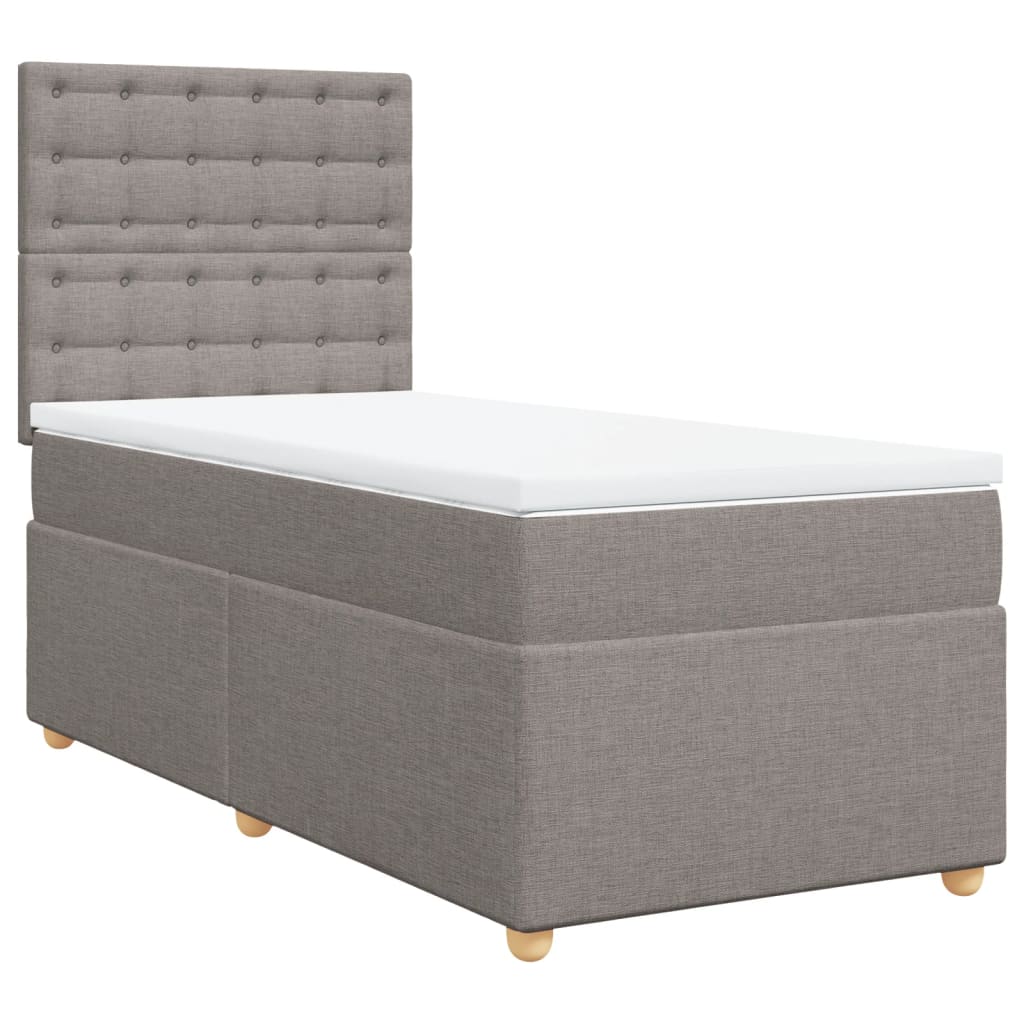 Boxspring met matras stof taupe 90x190 cm is nu te koop bij PeponiXL, paradijselijk wonen!