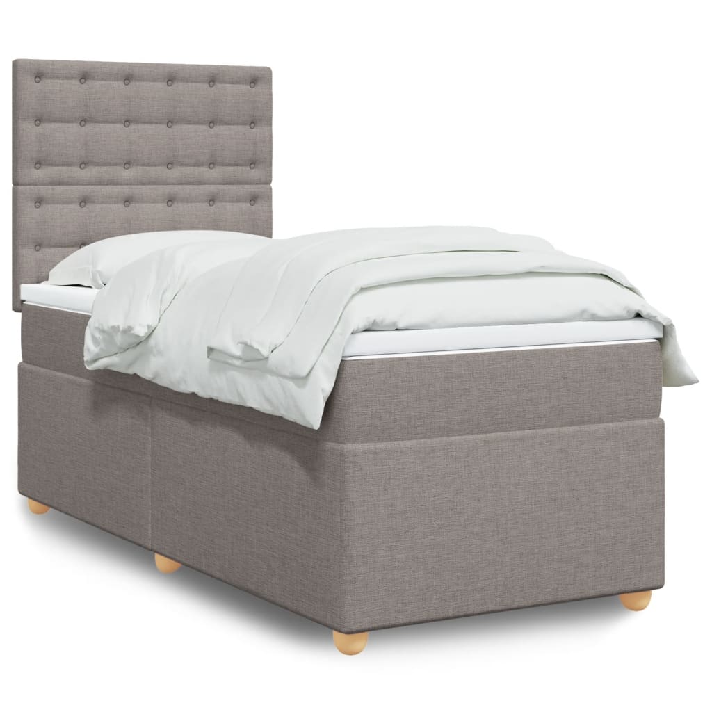 Boxspring met matras stof taupe 90x190 cm is nu te koop bij PeponiXL, paradijselijk wonen!