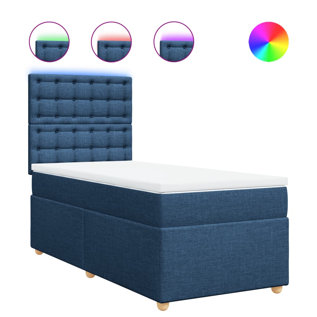 Boxspring met matras stof blauw 90x190 cm is nu te koop bij PeponiXL, paradijselijk wonen!